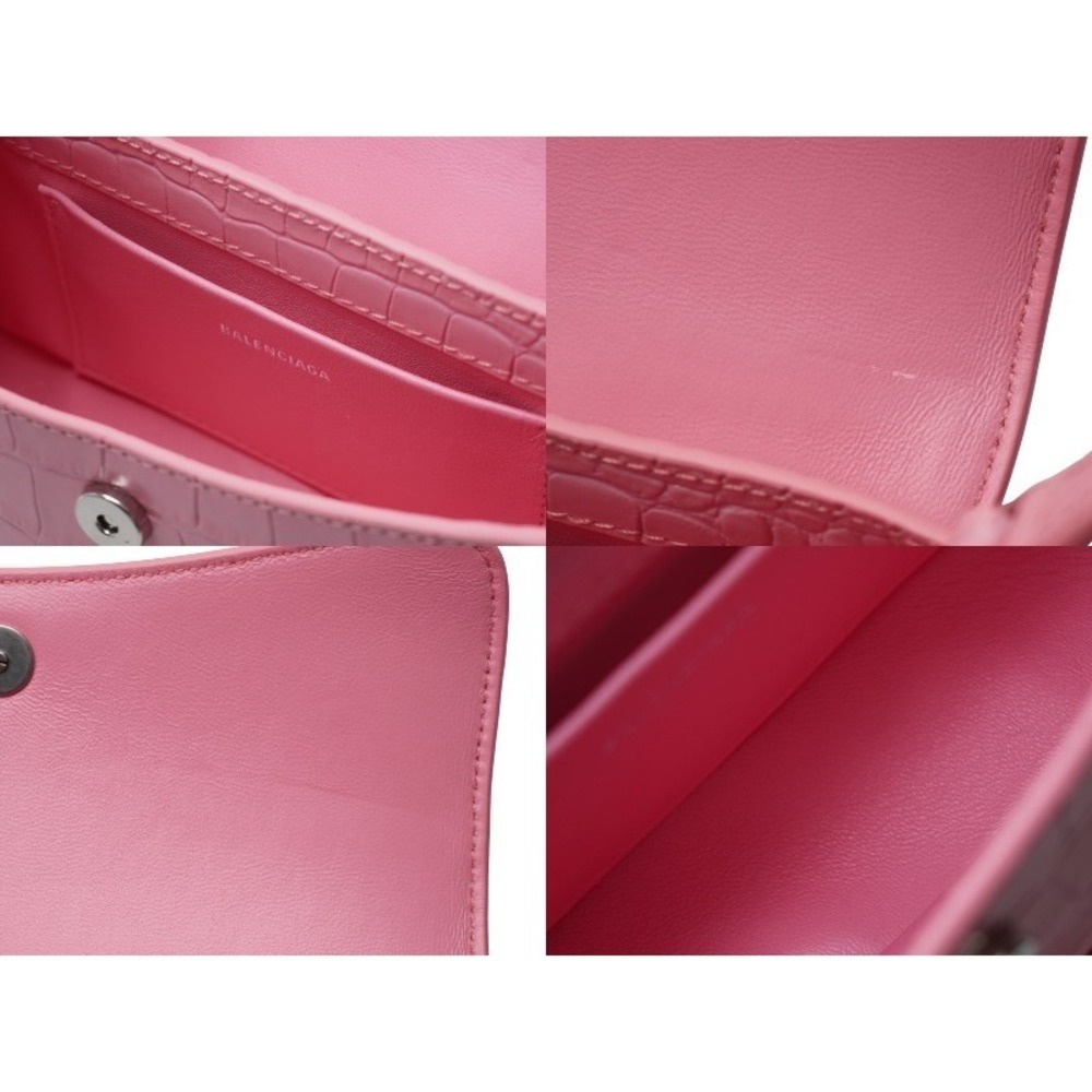 BALENCIAGA shoulder bag XXS flap pink calfskin crocodile embossing part - Picture 8 of 9